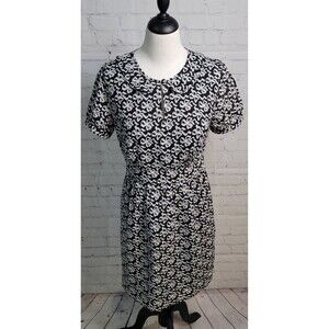 J. Crew Black & White Dress Vintage Style size 6 with side zip Peter Pan Collar